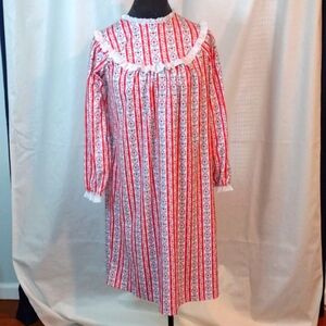 Lanz of Salzburg Red & White Classic Flannel Tyrolean Nightgown size 14/…